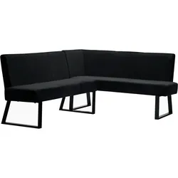 Eckbank HOME AFFAIRE "Gladiole", schwarz (schwarz, schwarz), B:202cm H:84cm T:61,5cm, Polyester, Sitzbänke, mit Taschenfederkern, schwarzes Metallgestell, Breite 190 cm