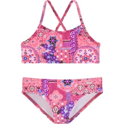 Bustier-Bikini BUFFALO "Shari Kids", Kinder, Gr. 122/128, N-Gr, pink (pink, bedruckt), Polyamid, Paisleymuster, Bikini-Sets, mit verspieltem Print