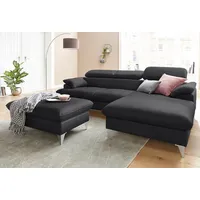 Cotta »Caluso«, (2 tlg.), Set: bestehend aus Ecksofa, Hocker, Ecksofa inkl. Kopfteilverstellung schwarz