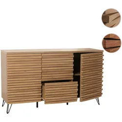 Sideboard HWC-M49, Schrank Kommode Highboard, 3D-Design Staufächer, Massiv-Holz Mango Metall 85x142x