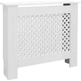 ECD Germany Heizkörperverkleidung mit Wabenmuster 78x19x82 cm Weiß MDF lackiert