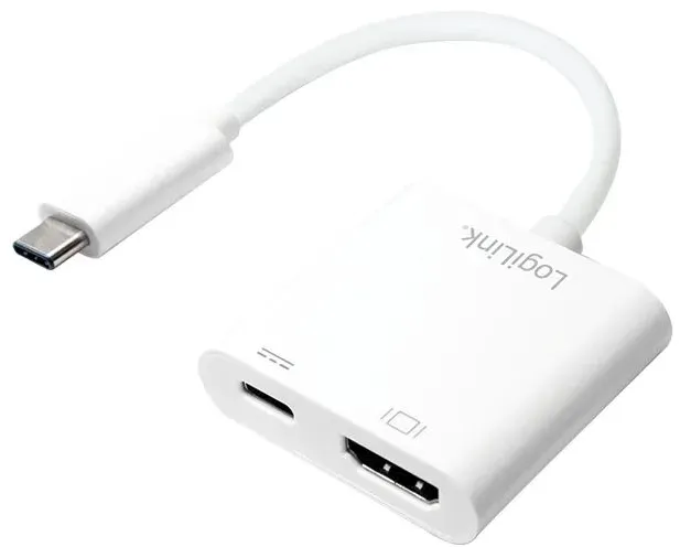LogiLink 0.14m, 2xUSB-C/HDMI USB-Grafikadapter 3840 x 2160 Pixel Weiß
