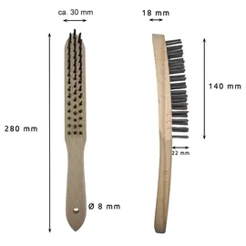 Lessmann Handdrahtbürste Stahl glatt 0,35mm 3-reihig