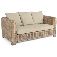 BIZZOTTO Rattansofa Fortaleza, Mangoholz und Rattan, skandinavischer 2 Sitzer, Natur, abziehbare Kissen