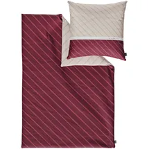Bugatti Bettwäsche 155 x 220 cm - 100% Baumwolle, Reißverschluss, anschmiegsam, weich & waschbar, Mako Satinbettwäsche bugatti", rot (bordeaux, beige),