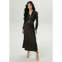 Aniston SELECTED Midikleid Tupfen Schwarz/Beige 44