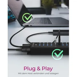 Icy Box Raidsonic ICY BOX 16+1 port USB Hub, 16x USB, 1x USB Laden, USB 3.2 Gen 1