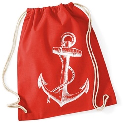 Autiga Turnbeutel Turnbeutel Anker Hipster Beutel Tasche Anchor Jutebeutel Beuteltasche Drawstring rot