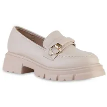 Stiefelparadies Damen Plateauschuhe in Nude