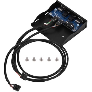 USB2.0 HD-AUDIO Floppy Front Platte 3.5'' 9Pin zu 2 USB2.0 Schnittstelle mit Mikrofon und Plug and Play Benötigt Keine Stromversorgung, Robuste Metallkonstruktion Unterstützt HD-AUDIO usw.(schwarz)