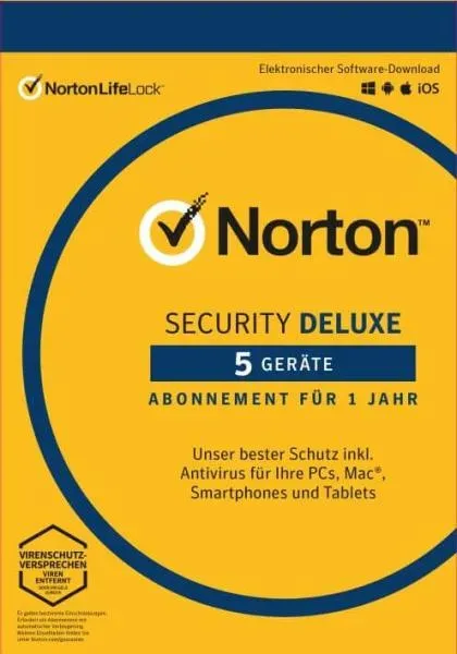 Norton Security Deluxe 5 PC / 1 an - Aucun abonnement