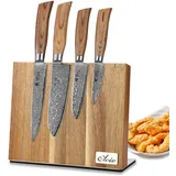 Wakoli Edib Pro 4er Damastmesserset I Holzbox I 8-17cm Klinge I mit Messerblock