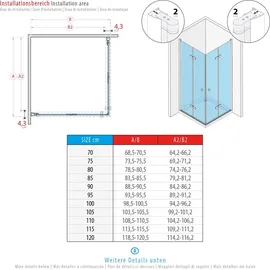 iflair EMMA Eckdusche mit Falttür rechts 75 x 95 cm Klarglas 6 mm DK99