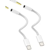 USB-C-Buchse auf 3,5-mm Kopfhörer Adapter (2 Stück) Headset-Adapter Kopfhörer USB-C-Audio-Buchse kompatibel mit Samsung Galaxy für Apple für iPhone 15 Pro Max Plus für iPad Air Mini Kabel