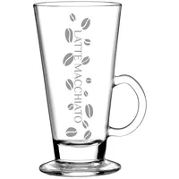 BergWald LATTE MACCHIATO Glas 6 Stück - 260ml Gläser mit Henkel für Latte-Macchiato Spülmaschinengeeignet - mit Lasergravur - Gastroglas
