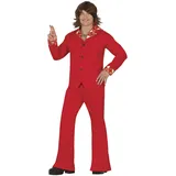 FIESTAS GUIRCA Red Disco Star 70er Jahre Bekleidung Herren Disco Kostüm – 70er Jahre Disco Kleidung Herren Karneval – 60er Roter Anzug Disco Outfit Herren Größe M 48-50