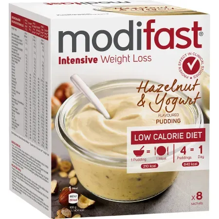Modifast Intensive Weight Loss Pudding Mit Haselnuss- Und Joghurt Geschmack 8x52g