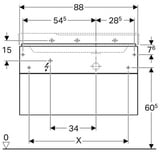 Geberit Xeno2 Unterschrank für Waschtisch 88x53x46.2cm, 2 Schubladen, Ablagefläche links, greige 500516001