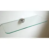 Wandregal aus 8mm Glas, klar & satiniert, verschiedene Formen und Größen, Glasregal, Glasboden, Glasablage, Badregal, Eckregal Bad Ablage Regal (Zentralclip Optima, 90x25 cm klar runde Ecken)