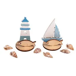 Rayher Bastelholz blau/weiß/natur Set Steckteile Maritim Ø 3,3 cm 2 Set