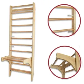 BITUXX Sprossenwand Kletterwand Turnwand Klettergerüst Turngerät mit variabler Klimmzugstange 10 Sprossen bis 120Kg