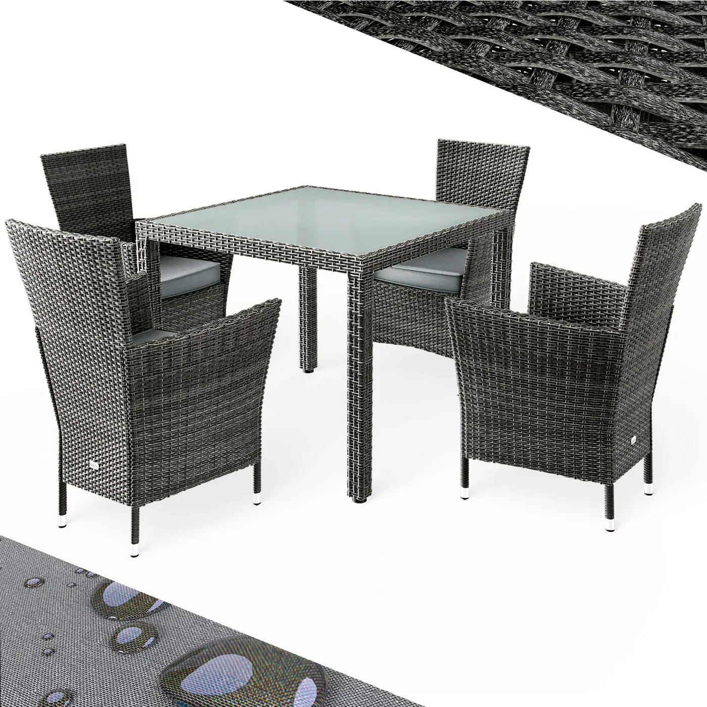 Bali 5-piece polyrattan garden seating group grey/anthracite