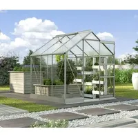 Vitavia Gewächshaus Pontos 3800 ESG/NSG, inkl. Fundament, ca. B195/H207/T199 cm, Silber