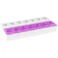 Wellgro Pillendose Tablettenbox für 7 Tage mit je 2 Fächer pro Tag lila