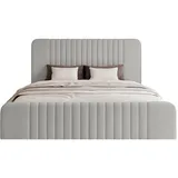 FEDVE Polsterbett, Hellgrau, Textil, 140x200 cm, Schlafzimmer, Betten, Polsterbetten