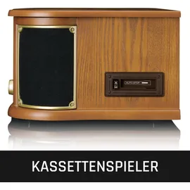 Lenco Retro-Schallplattenspieler aus Holz mit Bluetooth®, DAB+/FM-Radio, USB-Codierung, CD-Player, Kassettenspieler und eingebauten Lautsprechern