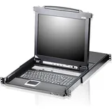 ATEN CL5708N DE KVM-Switch 8-Port 19"-LCD Single Rail (PS/2-USB VGA) DE-Layout, KVM Switch, Schwarz