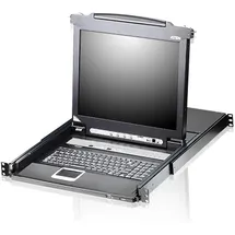 ATEN CL5708N DE KVM-Switch 8-Port 19"-LCD Single Rail (PS/2-USB VGA) DE-Layout, KVM Switch, Schwarz