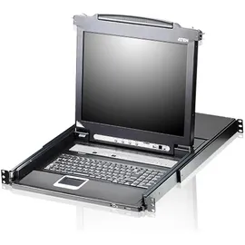 ATEN CL5708N DE KVM-Switch 8-Port 19"-LCD Single Rail (PS/2-USB VGA) DE-Layout, KVM Switch, Schwarz