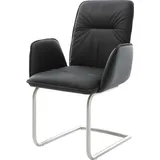 DeLife Freischwinger Vinja-Flex Echt-Leder Schwarz Freischwinger rund Edelstahl