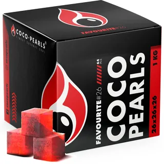 COCOPEARL Kokos Kohle, 100% Natürliche Kokosnuss Kohle, Brenndauer Bis 90 min, Kein Geschmack Naturkohle, Ideal für BBQ und Grillkohle, Umweltfreundlich (Favorite26, 1kg - 26mm)