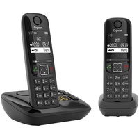 Gigaset AS690A Duo - 2 Schnurlose Telefone mit Anrufbeantworter - großes, kontrastreiches Display - brillante Audioqualität - einstellbare Klangprofile - Freisprechfunktion - Anrufschutz, schwarz