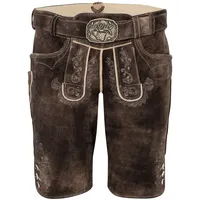 Lederhose SPIETH & WENSKY "Alex", Herren, Gr. 54, N-Gr, braun (mahagoni, st beige), Obermaterial: 100% Ziegenleder goatskin., festlich, slim fit, Hosen, mit traditioneller Stickerei