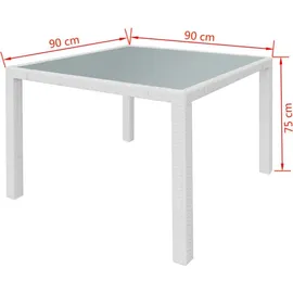 vidaXL 5-tlg. Garten-Essgruppe Poly Rattan Cremeweiß