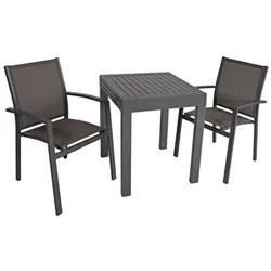 GARDEN PLEASURE Tischgruppe »ELENA«, 3-tlg., Schwarz, Aluminium, Kunststoff
