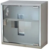 Natsen Edelstahl Medizinschrank Erste Hilfe Schrank Arzneischrank Medikamentenschrank Arzneimittelschranks Wandschränke 2 Fächer 30 * 30 * 12 cm(Silber)