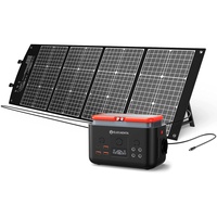 ELECAENTA Tragbare Powerstation EM200 mit 120W Faltbare Solar Panel, 200Wh LiFePO4 Solargenerator Reine Sinuswelle, Balkonkraft für Camping/zu Hause