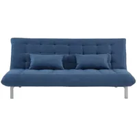 Vente-Unique Schlafsofa, Blau, Textil, Uni, 3-Sitzer, 190x86x106 cm, Wohnzimmer, Sofas & Couches, Schlafsofas