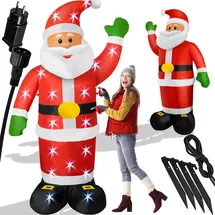 Kesser KESSER® Aufblasbarer Weihnachtsmann XXL LED beleuchtet inkl. Befestigungsmaterial Weihnachtsdekoration Weihnachtsdeko Figur geräuscharmes Gebläse, Nikolaus Santa witterungsbeständig IP44