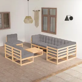 vidaXL Garten-Lounge-Set 9-tlg. grau