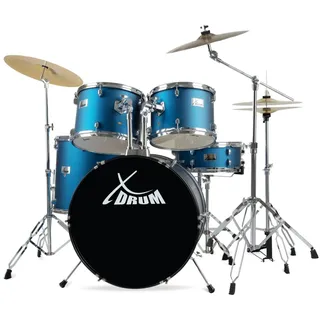 XDrum Semi 22" Standard Schlagzeug Satin Blue Sparkle Set inkl. Galgenständer + Crash Becken