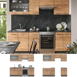 Vicco Küchenzeile Fame-Line 240 cm Goldkraft Eiche/Anthrazit