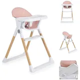 Cangaroo Kinderhochstuhl Almond Holzoptik klappbar Doppeltablett Sicherheitsgurt rosa