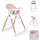 Cangaroo Kinderhochstuhl Almond Holzoptik klappbar Doppeltablett Sicherheitsgurt rosa