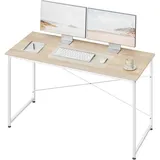Woltu Schreibtisch, mit Metallgestell, aus Holzwerkstoff, Metall, Rechteckig, eckig, 140x75x60 cm, Helle Eiche, - Hellbraun/Weiß