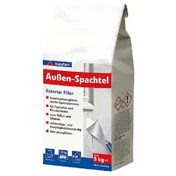 Baufan Außenspachtel 5 kg, Spachtelmasse wasserfest & frostbeständig, ideal Fassaden & Feuchträume
